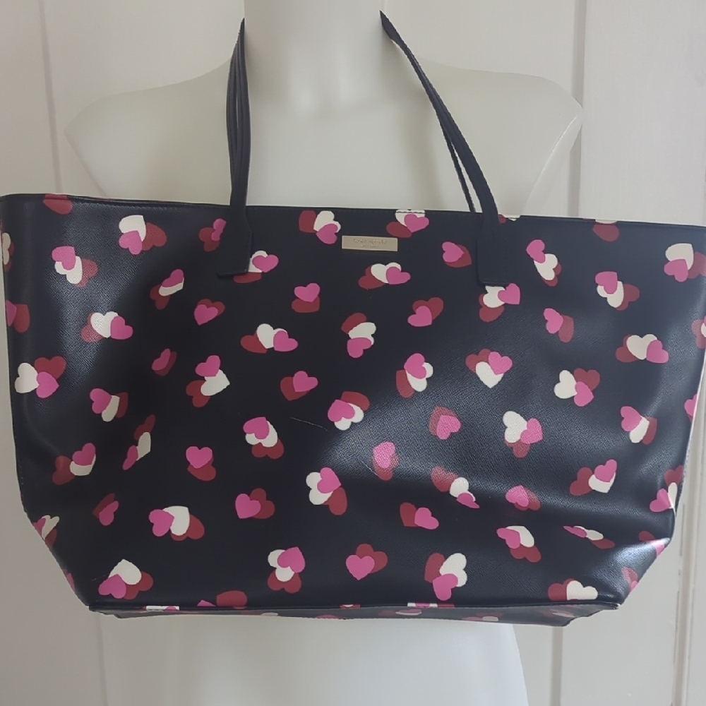 Stylish Black and Pink Heart Tote Bag